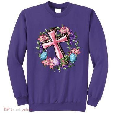 Easter Cross He Is Risen Jesus Christian Floral Style Sweatshirt