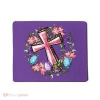 Easter Cross He Is Risen Jesus Christian Floral Style Mousepad thumb 0