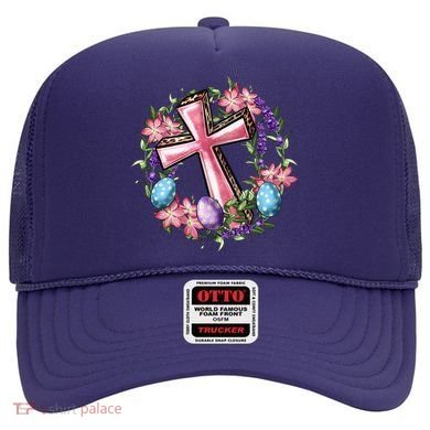 Easter Cross He Is Risen Jesus Christian Floral Style Hat