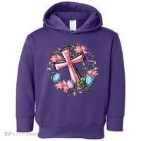 Easter Cross He Is Risen Jesus Christian Floral Style Toddler Hoodie thumb 0
