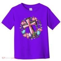 Easter Cross He Is Risen Jesus Christian Floral Style Toddler T-Shirt thumb 0