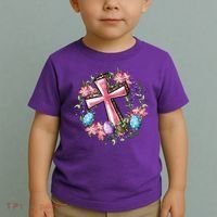 Easter Cross He Is Risen Jesus Christian Floral Style Toddler T-Shirt thumb 2