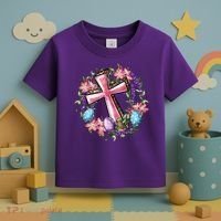Easter Cross He Is Risen Jesus Christian Floral Style Toddler T-Shirt thumb 3