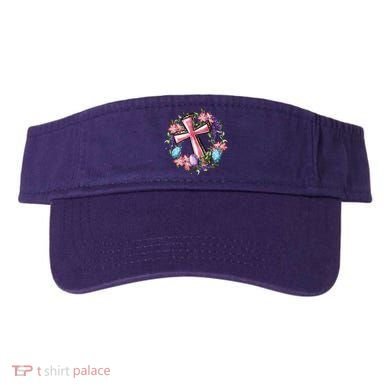 Easter Cross He Is Risen Jesus Christian Floral Style Visor