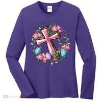 Easter Cross He Is Risen Jesus Christian Floral Style Women's Long Sleeve Shirt thumb 0