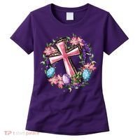 Easter Cross He Is Risen Jesus Christian Floral Style Women's T-Shirt thumb 0