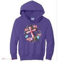 Easter Cross He Is Risen Jesus Christian Floral Style Kids Hoodie thumb 0