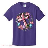 Easter Cross He Is Risen Jesus Christian Floral Style Kids T-Shirt thumb 0