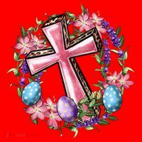 Easter Cross He Is Risen Jesus Christian Floral Style Santa Hat thumb 1