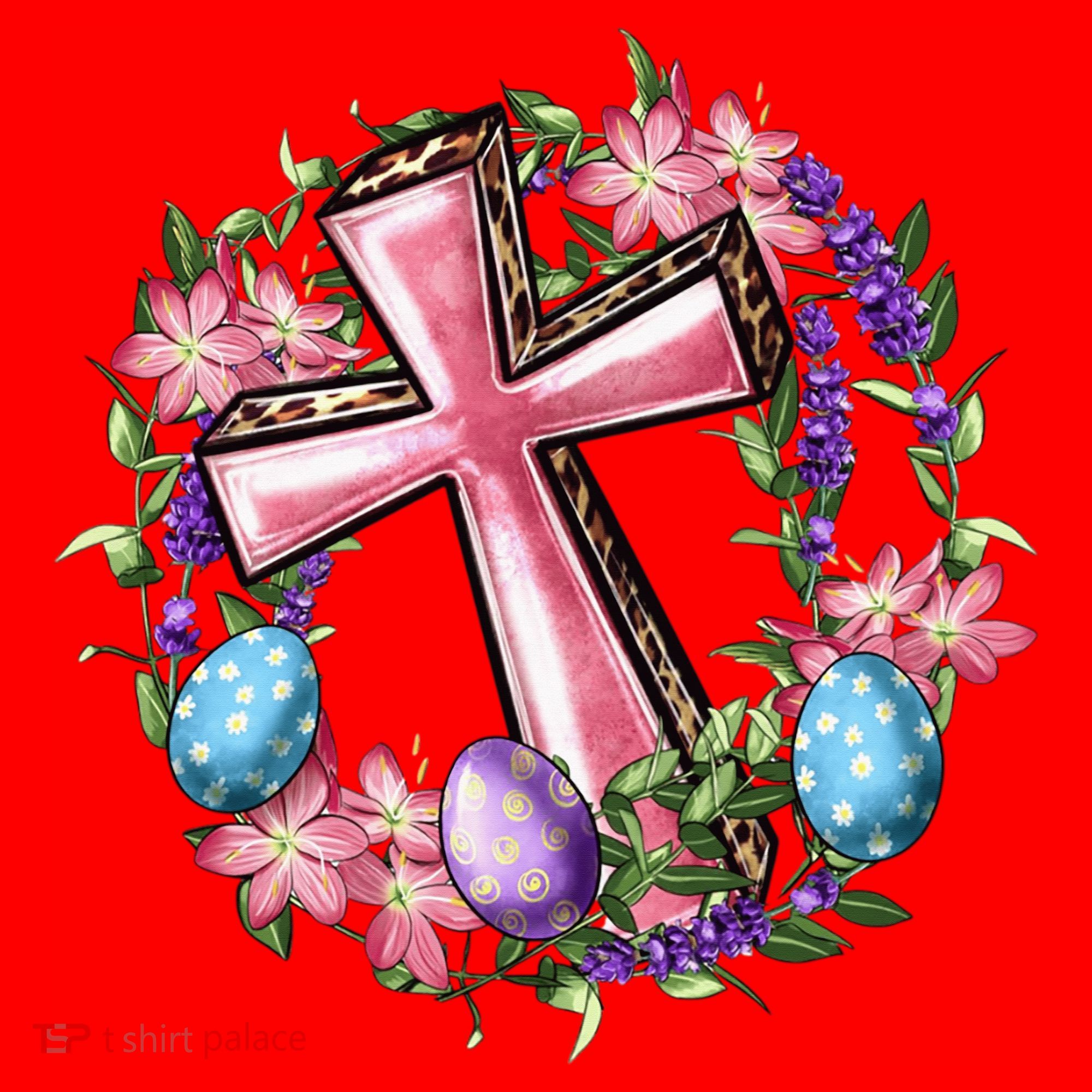 Easter Cross He Is Risen Jesus Christian Floral Style Santa Hat