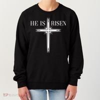 Easter Cross He Is Risen Jesus Christian Women's Sweatshirt thumb 0