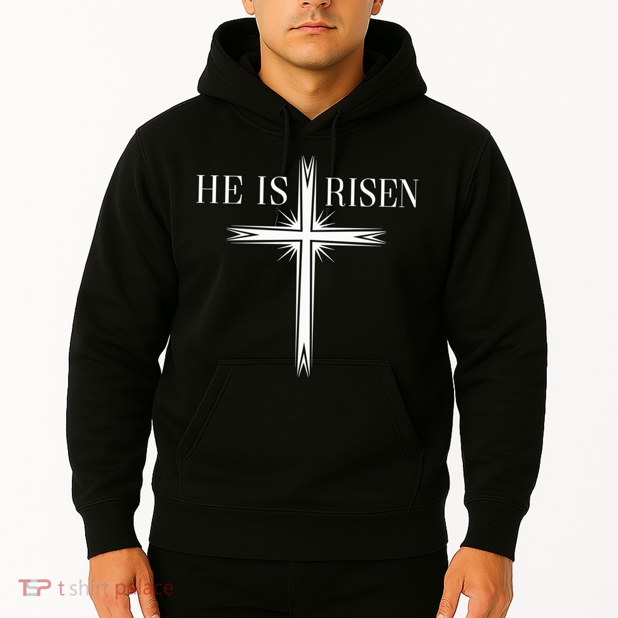 Easter Cross He Is Risen Jesus Christian Hoodie