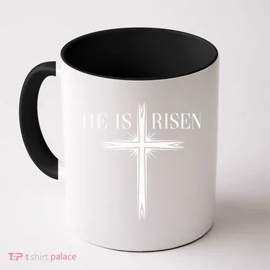 Easter Cross He Is Risen Jesus Christian Coffee Mug