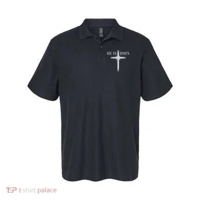 Easter Cross He Is Risen Jesus Christian Polo
