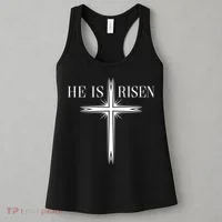 Easter Cross He Is Risen Jesus Christian Women's Tank Top thumb 3
