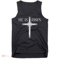 Easter Cross He Is Risen Jesus Christian Tank Top thumb 0