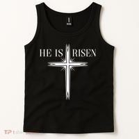 Easter Cross He Is Risen Jesus Christian Tank Top thumb 2