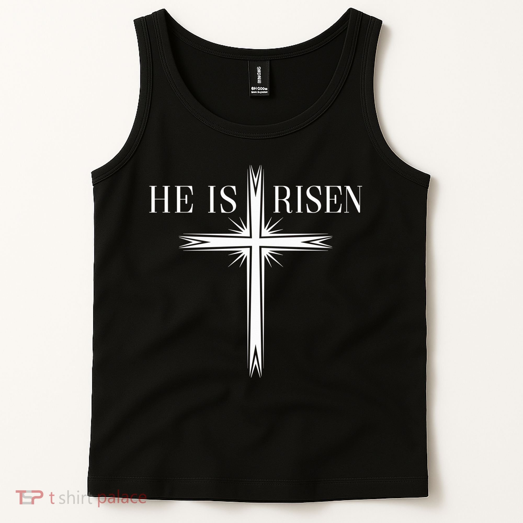 Easter Cross He Is Risen Jesus Christian Tank Top