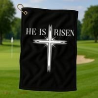 Easter Cross He Is Risen Jesus Christian Golf Towel thumb 1