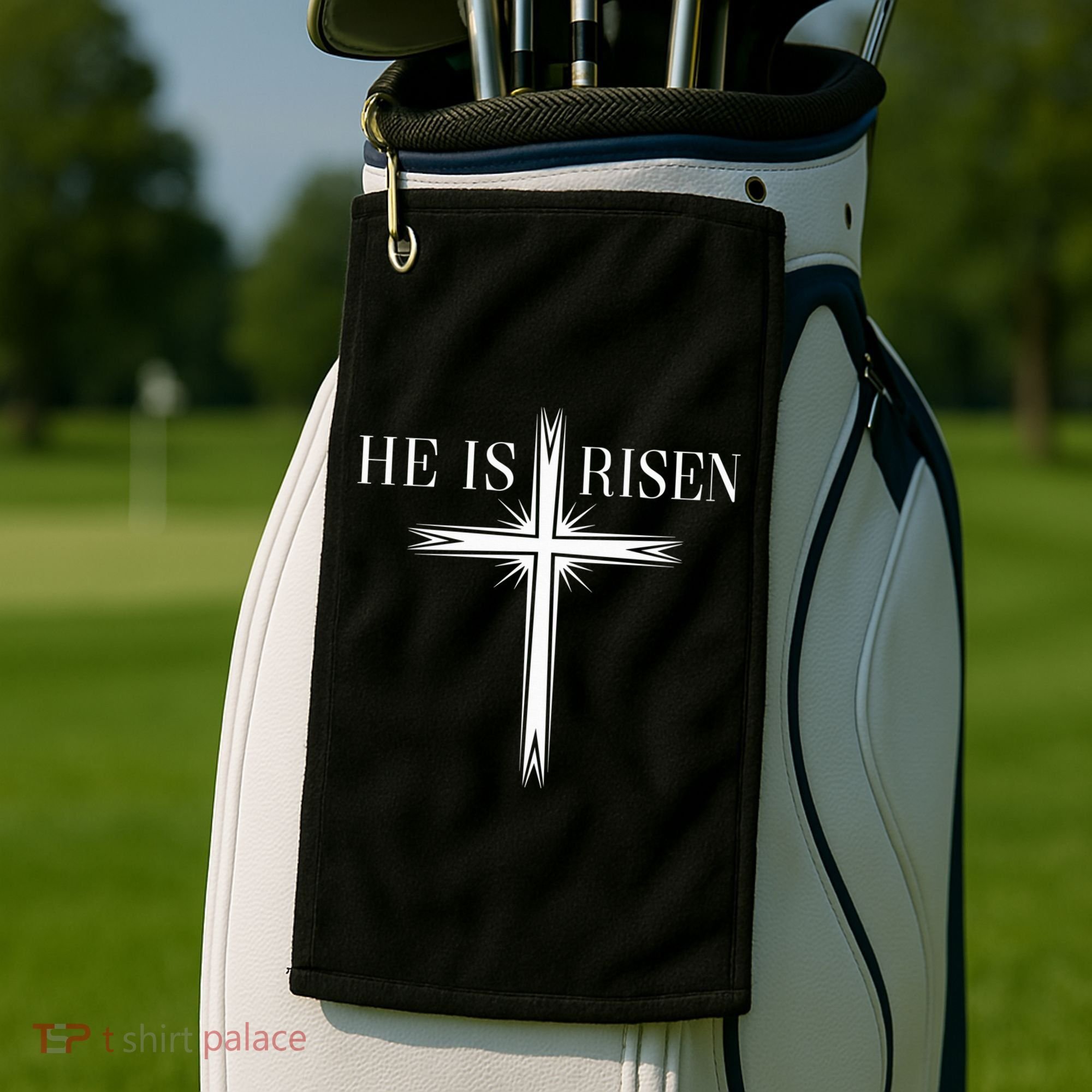 Easter Cross He Is Risen Jesus Christian Golf Towel