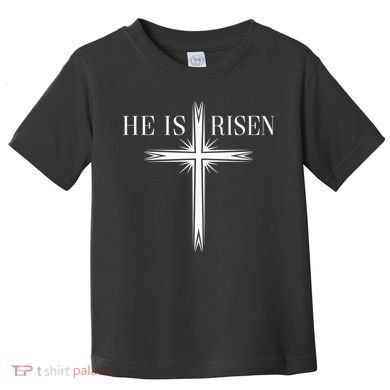 Easter Cross He Is Risen Jesus Christian Toddler T-Shirt
