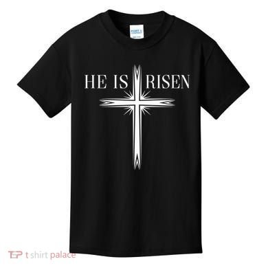 Easter Cross He Is Risen Jesus Christian Kids T-Shirt