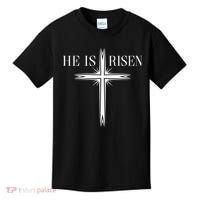 Easter Cross He Is Risen Jesus Christian Kids T-Shirt thumb 0