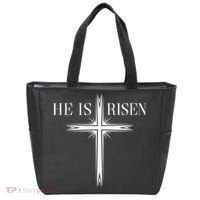 Easter Cross He Is Risen Jesus Christian Tote Bag thumb 0