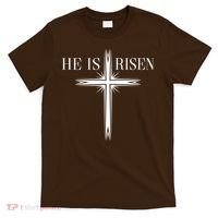 Easter Cross He Is Risen Jesus Christian T-Shirt thumb 0