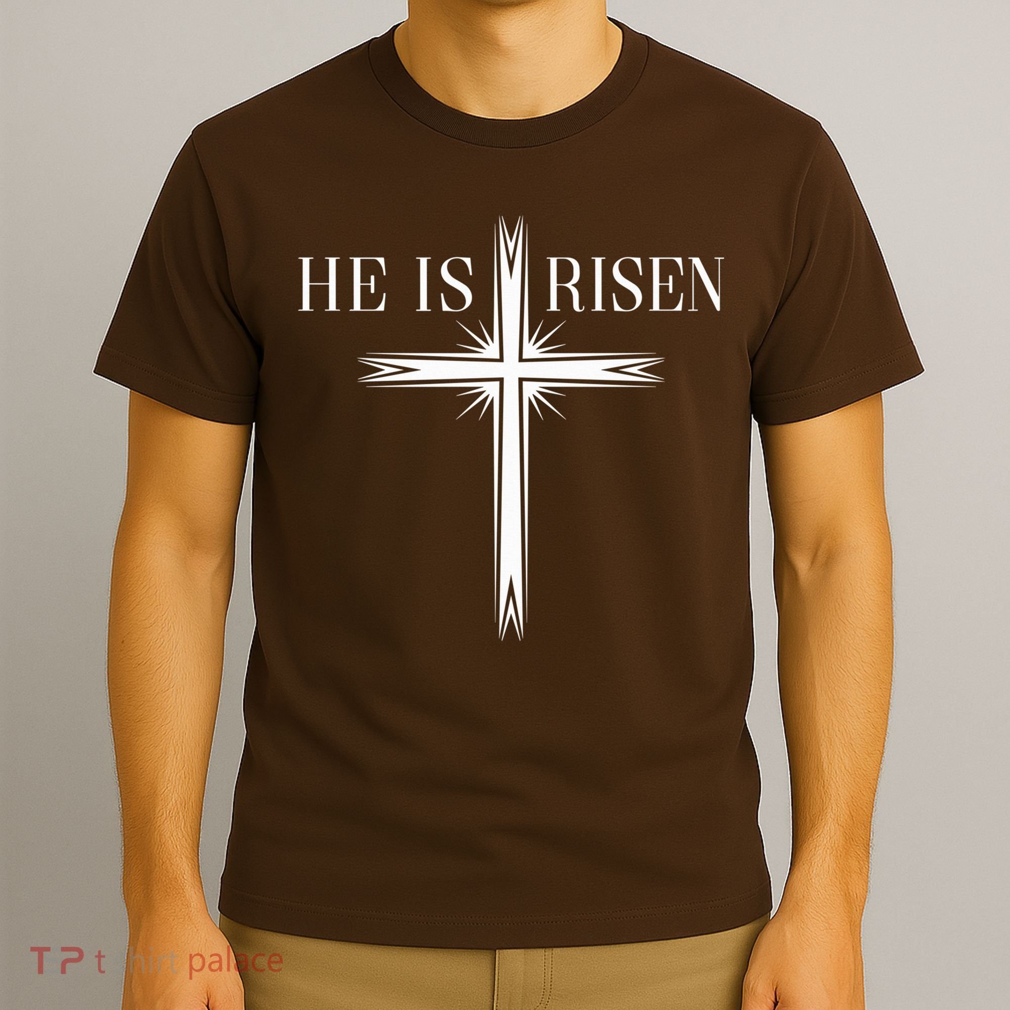 Easter Cross He Is Risen Jesus Christian T-Shirt