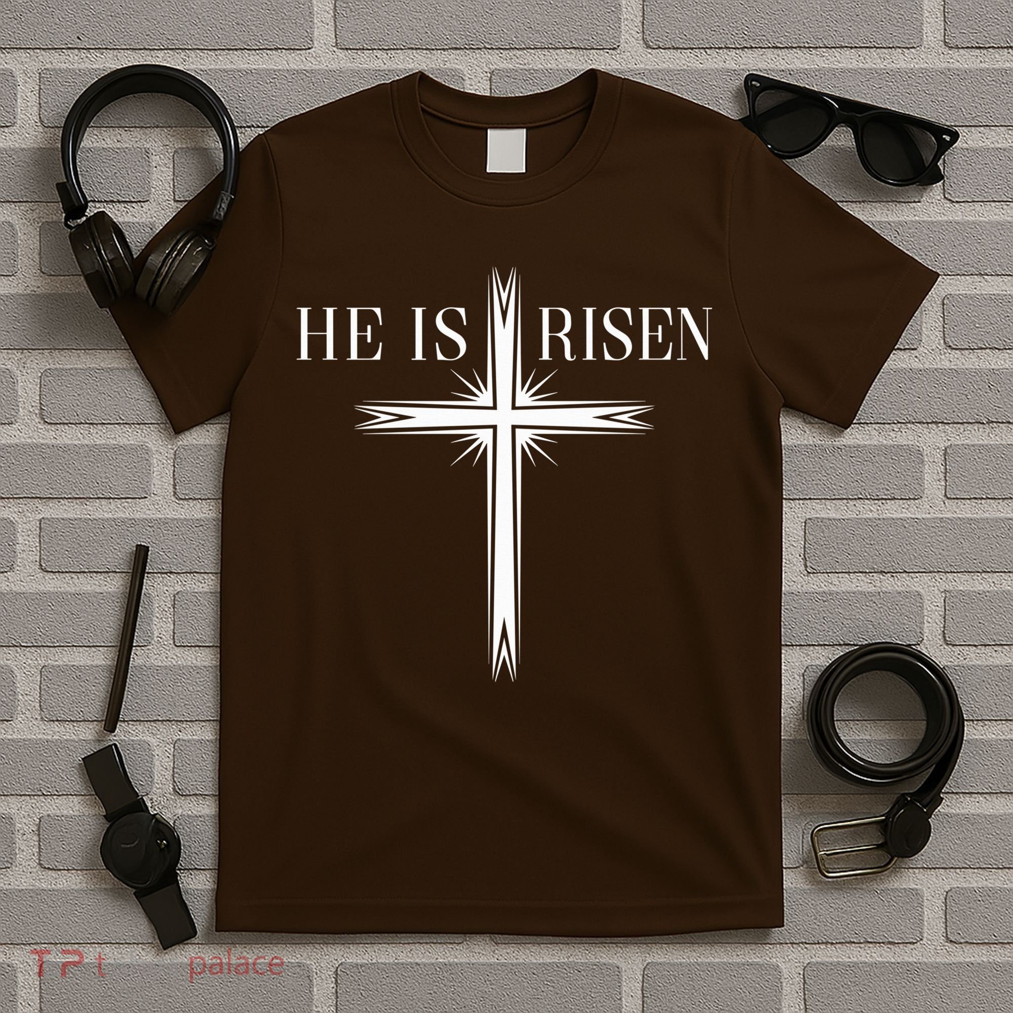 Easter Cross He Is Risen Jesus Christian T-Shirt