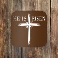 Easter Cross He Is Risen Jesus Christian Coaster thumb 0