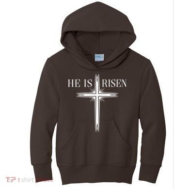 Easter Cross He Is Risen Jesus Christian Kids Hoodie