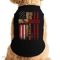 Easter Cross He Is Risen Jesus Christian Usa Flag Doggie Tank thumb 0