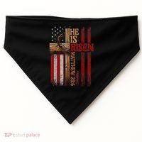 Easter Cross He Is Risen Jesus Christian Usa Flag USA-Made Doggie Bandana thumb 0
