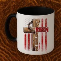 Easter Cross He Is Risen Jesus Christian Usa Flag Coffee Mug thumb 2