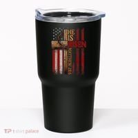 Easter Cross He Is Risen Jesus Christian Usa Flag Tumbler thumb 0