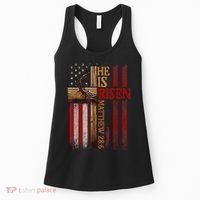 Easter Cross He Is Risen Jesus Christian Usa Flag Women's Tank Top thumb 0