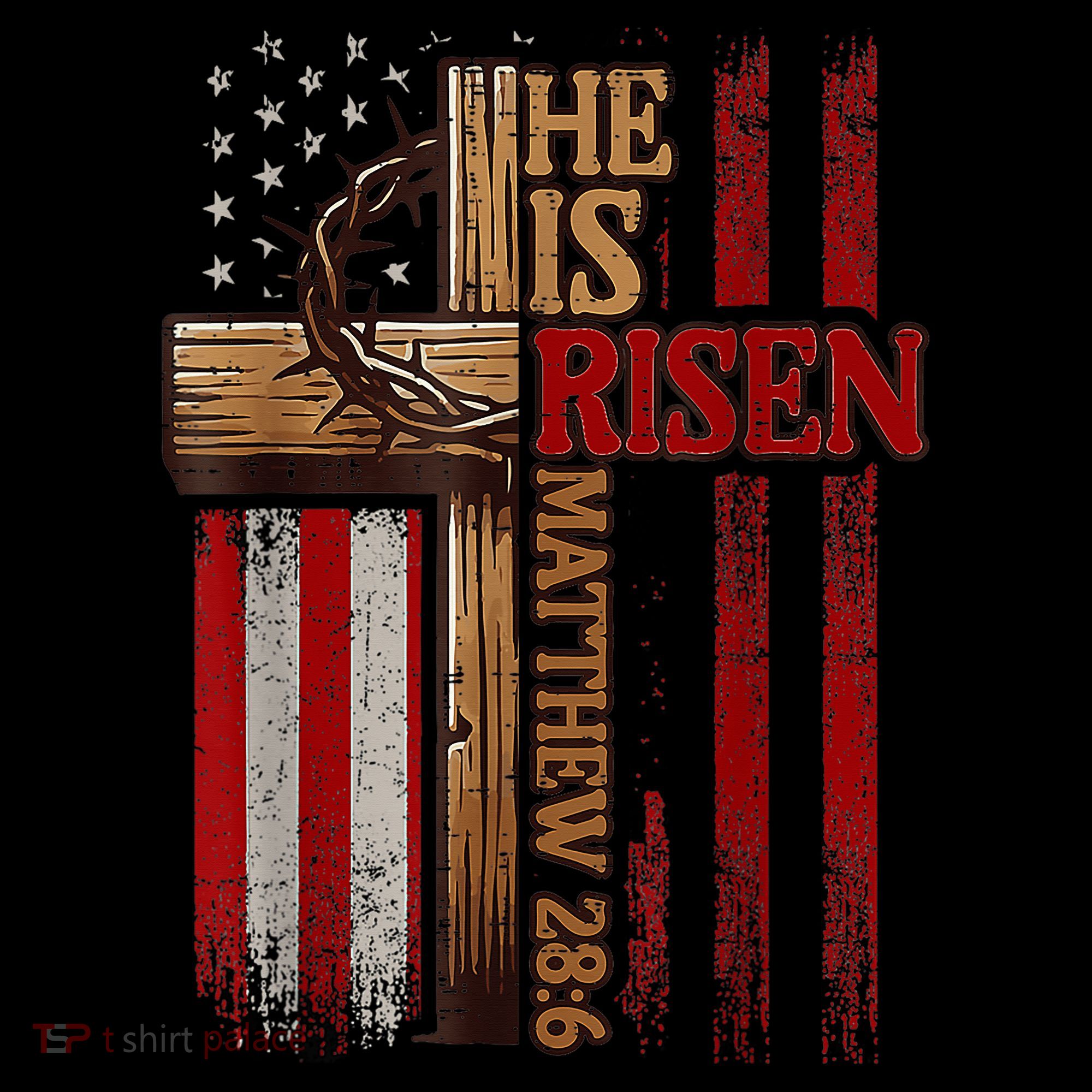Easter Cross He Is Risen Jesus Christian Usa Flag Women's Tank Top