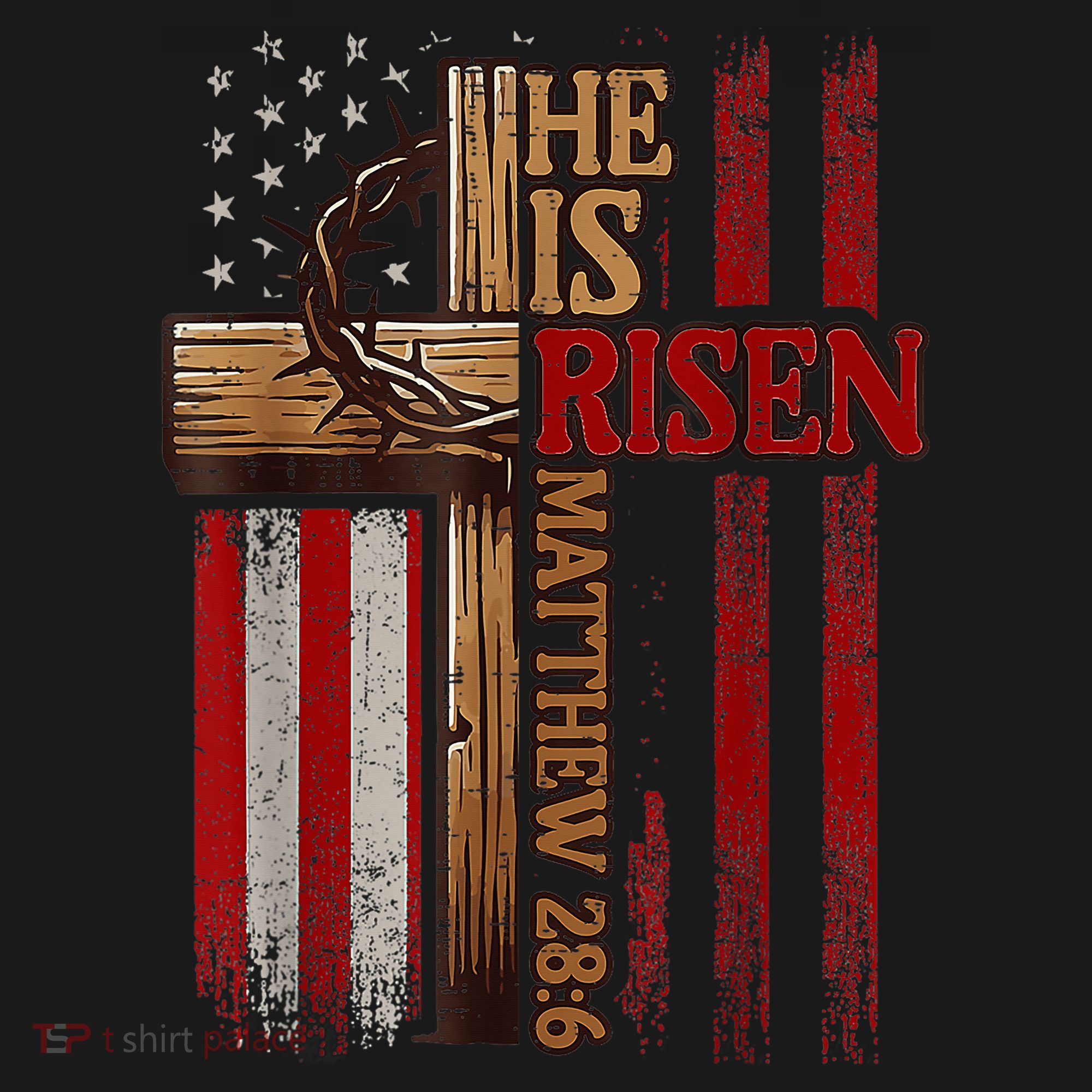 Easter Cross He Is Risen Jesus Christian Usa Flag Tank Top