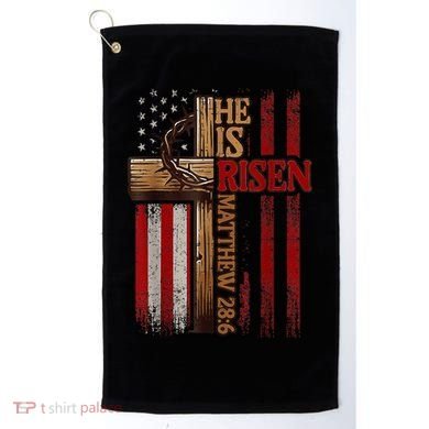 Easter Cross He Is Risen Jesus Christian Usa Flag Golf Towel