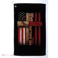 Easter Cross He Is Risen Jesus Christian Usa Flag Golf Towel thumb 0