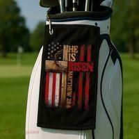 Easter Cross He Is Risen Jesus Christian Usa Flag Golf Towel thumb 2