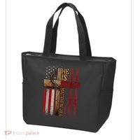 Easter Cross He Is Risen Jesus Christian Usa Flag Tote Bag thumb 3
