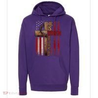 Easter Cross He Is Risen Jesus Christian Usa Flag Hoodie thumb 0
