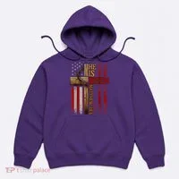 Easter Cross He Is Risen Jesus Christian Usa Flag Hoodie thumb 0