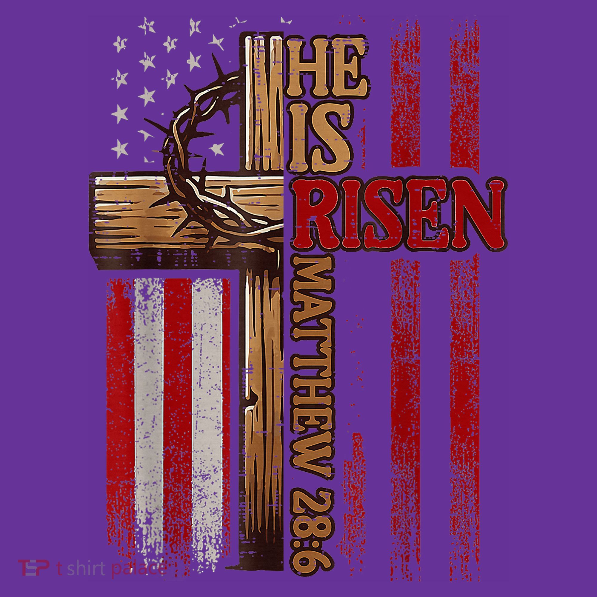 Easter Cross He Is Risen Jesus Christian Usa Flag Apron