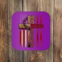 Easter Cross He Is Risen Jesus Christian Usa Flag Coaster thumb 0