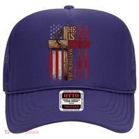Easter Cross He Is Risen Jesus Christian Usa Flag Hat thumb 0