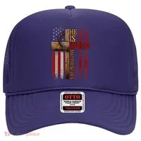Easter Cross He Is Risen Jesus Christian Usa Flag Hat thumb 0